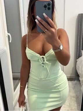 NWT Zara Corset Style Bodycon Dress Bloggers Favourite Viral Mint Green S